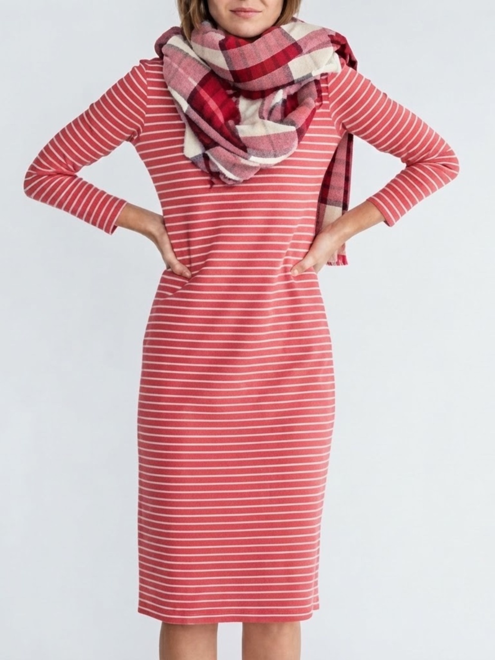 SONNET JAMES Reese Red Striped Play Midi Dress Size Small